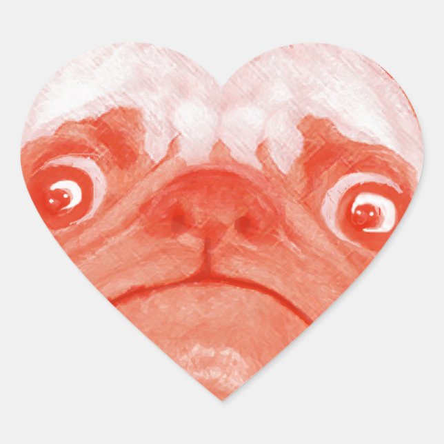 PUG_orange3.png Heart Sticker (Front)