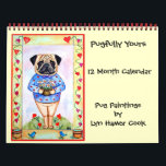 Pug Original Art Calendar<br><div class="desc">You'll love this 12 month calendar of Puggy art!</div>