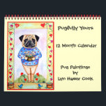 Pug Original Art Calendar<br><div class="desc">You'll love this 12 month calendar of Puggy art!</div>