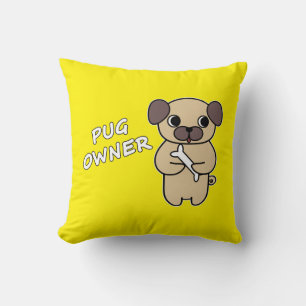 PUG OWNER - Bright Yellow Cushion