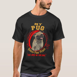 Pug Owner Paw Prints On My Heart Design Classic T- T-Shirt