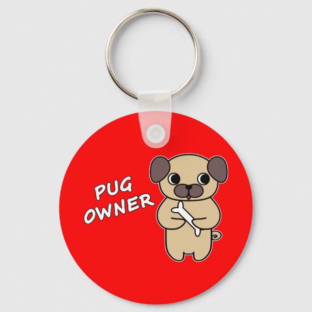 PUG OWNER -  Red Key Ring (Front)