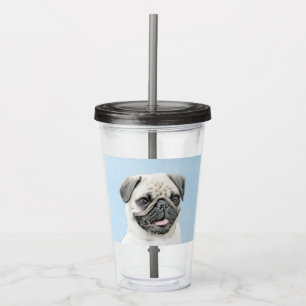 Pug Painting - Cute Original Dog Art Acrylic Tumbler