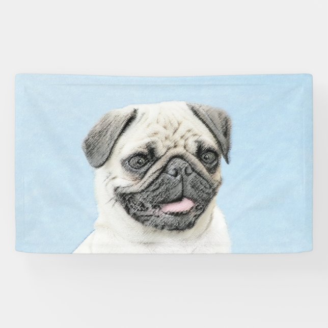 Pug Painting - Cute Original Dog Art Banner (Horizontal)