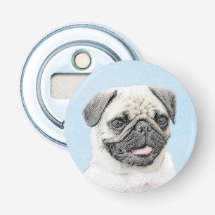 Pug Painting - Cute Original Dog Art Bottle Opener