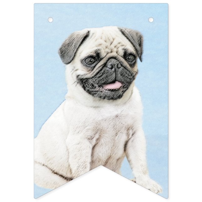 Pug Painting - Cute Original Dog Art Bunting (First Flag)