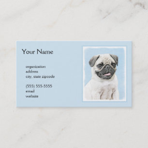 Pug Painting - Cute Original Dog Art Business Card