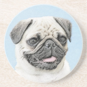 Pug Painting - Cute Original Dog Art Coaster