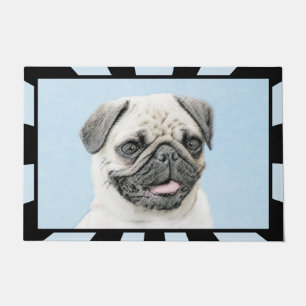 Pug Painting - Cute Original Dog Art Doormat