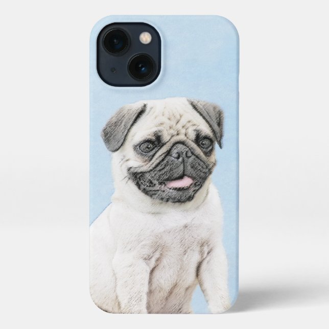 Pug Painting - Cute Original Dog Art iPhone Case (Back)