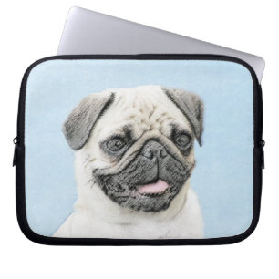 Pug Painting - Cute Original Dog Art Laptop Sleeve