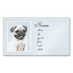 Pug Painting - Cute Original Dog Art Magnetic Business Card