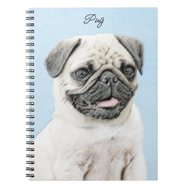 Pug Painting - Cute Original Dog Art Notebook (Front)