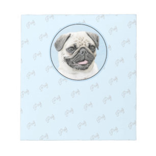 Pug Painting - Cute Original Dog Art Notepad