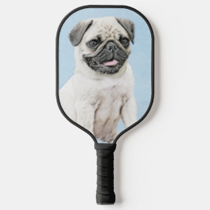 Pug Painting - Cute Original Dog Art Pickleball Paddle
