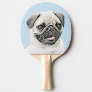 Pug Painting - Cute Original Dog Art Ping Pong Paddle