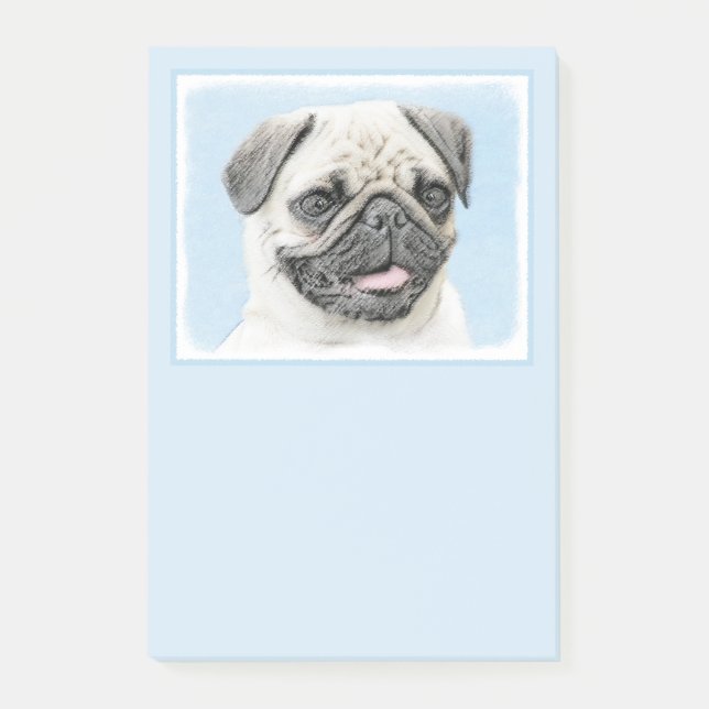 Pug Painting - Cute Original Dog Art Post-it Notes (Front)