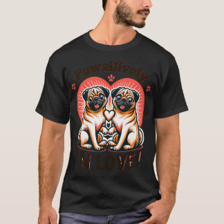 Pug Pair Perfection - Pawsitively in Love Illustra T-Shirt