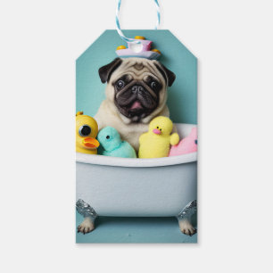 Pug Paradise: A Bathing Beauty in the Tub Gift Tags