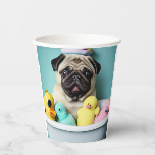 Pug Paradise: A Bathing Beauty in the Tub Paper Cups