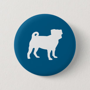 Pug Party Blue Theme Celebration 6 Cm Round Badge