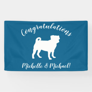 Pug Party Blue Theme Celebration Banner