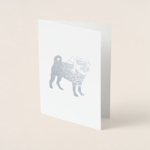 Pug Party Blue Theme Celebration Foil Card