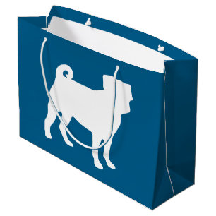 Pug Party Blue Theme Celebration Large Gift Bag