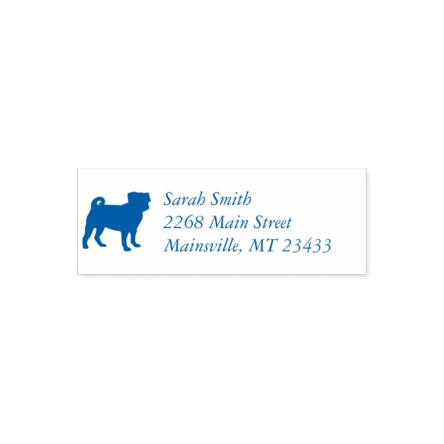 Pug Party Blue Theme Celebration Self-inking Stamp (Design)