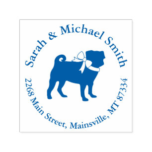 Pug Party Blue Theme Celebration Self-inking Stamp