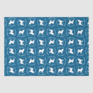 Pug Party Blue Theme Celebration Tissue Paper