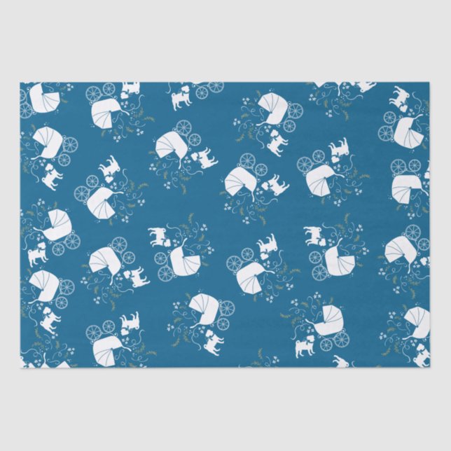 Pug Party Blue Theme Celebration Tissue Paper (Front)