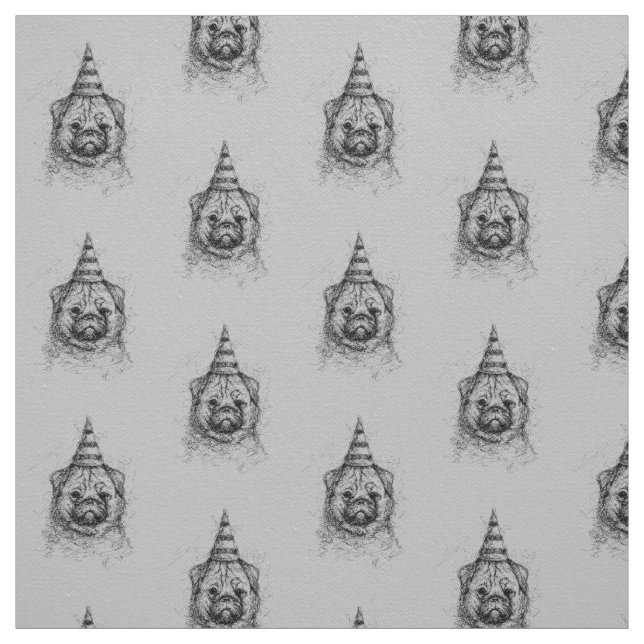 Pug Party Scribble  Fabric (Swatch)