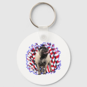 Pug Patriot Key Ring
