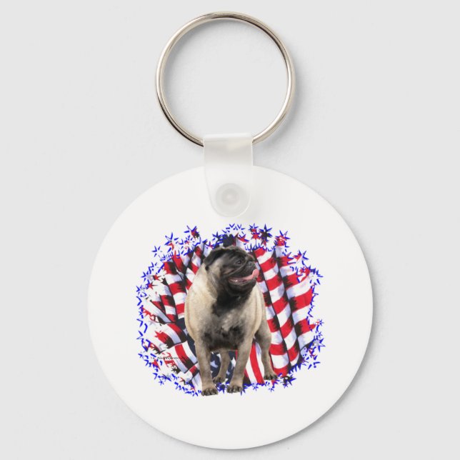 Pug Patriot Key Ring (Front)