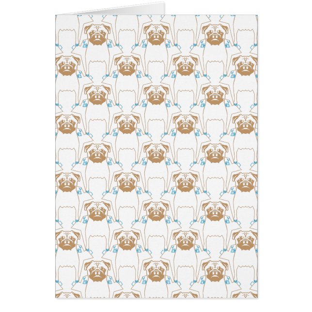 Pug Pattern brown blue (Front)