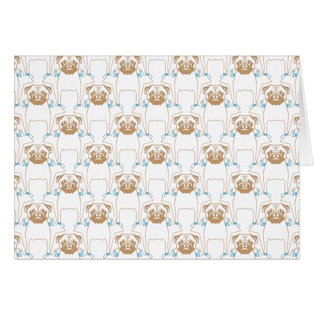 Pug Pattern brown blue (Front Horizontal)