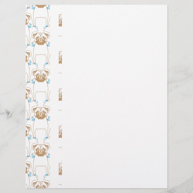 Pug Pattern brown blue (Front)