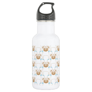 Pug Pattern brown blue 532 Ml Water Bottle
