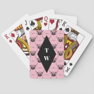 Pug Pattern monogrammed Playing Cards