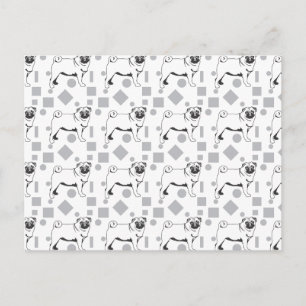 Pug pattern postcard