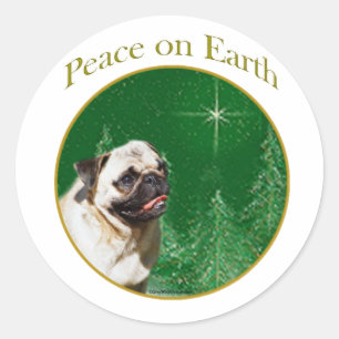 Pug Peace Classic Round Sticker
