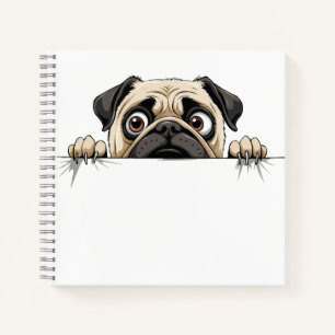 Pug Peeking Cute Adorable Funny Animal Cartoon Joy Notebook