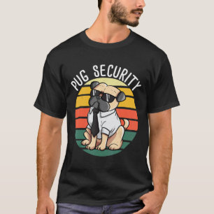 Pug Personal Security Bodyguard Gift Retro Distres T-Shirt
