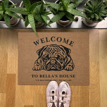 Pug Personalised Dog Lover Family  Doormat<br><div class="desc">Pug Personalised Dog Lover Family Doormat</div>