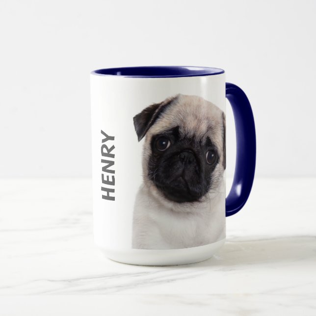 Pug Personalised  Mug (Front Right)