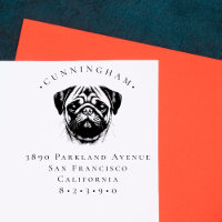 Pug Pet Dog Family Name and Return Address