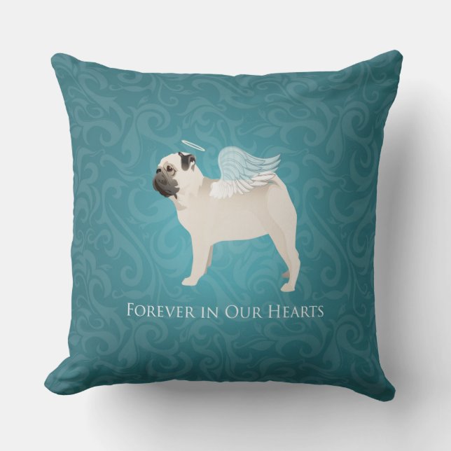 Pug Pet Memorial - Pug Angel Cushion (Front)