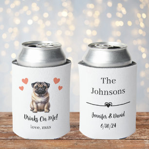 Pug Pet Wedding Can Cooler
