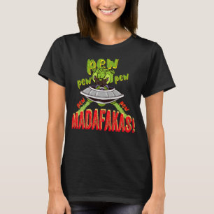 Pug Pew Pew Madafakas Pug Dog Ufo Alien Spaceship T-Shirt